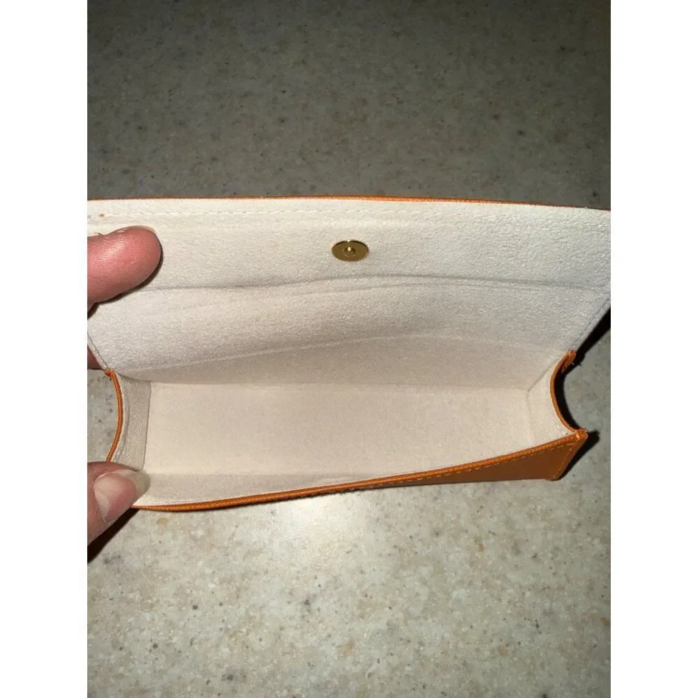 Tory Birch Orange With Gold Logo Reading Glasses Case‎